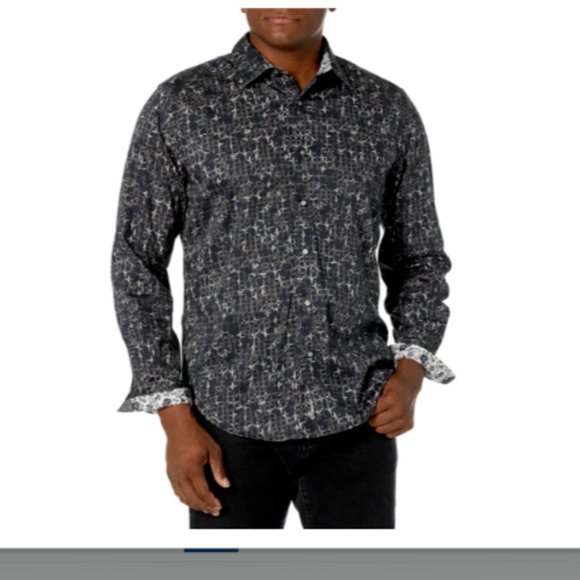 Robert Graham S Darring Cotton Stretch Diamond Grid Button Down Shirt brown blk - Picture 1 of 16